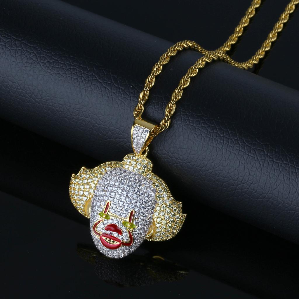 European and American Hip Hop Cosplay 3D Clown Pendant Halloween Gift Packaging Necklace