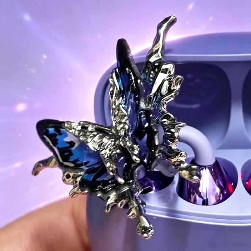 Lightweight Anti-lost Butterfly Earphone Clips Shiny Artificial Crystal Headphone Accessories for School Outdoor Activities
