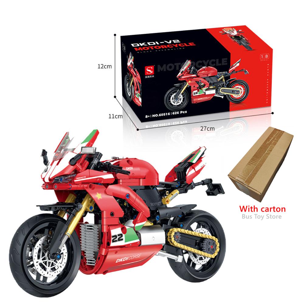 Technical Motorcycle Building Blocks Bricks Harleys Motorbike Locomotive Road Racer Toy for Kid Christmas New Year Gift