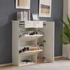 Modern Shoe Cabinet, with Adjustable Shelves, Gold Handles, Drawers, Flip-Down Shoe Cabinet and Doors, White, W95/D24/H107.5