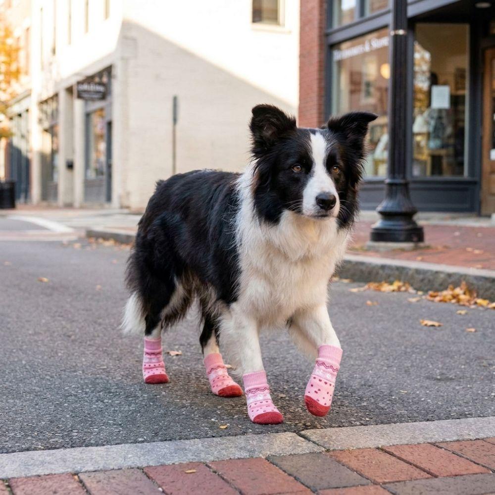 4PCS Adjustable Anti Slip Dog Socks Elastic Puppy Shoes Socks Pet Foot Covers  Indoor Use