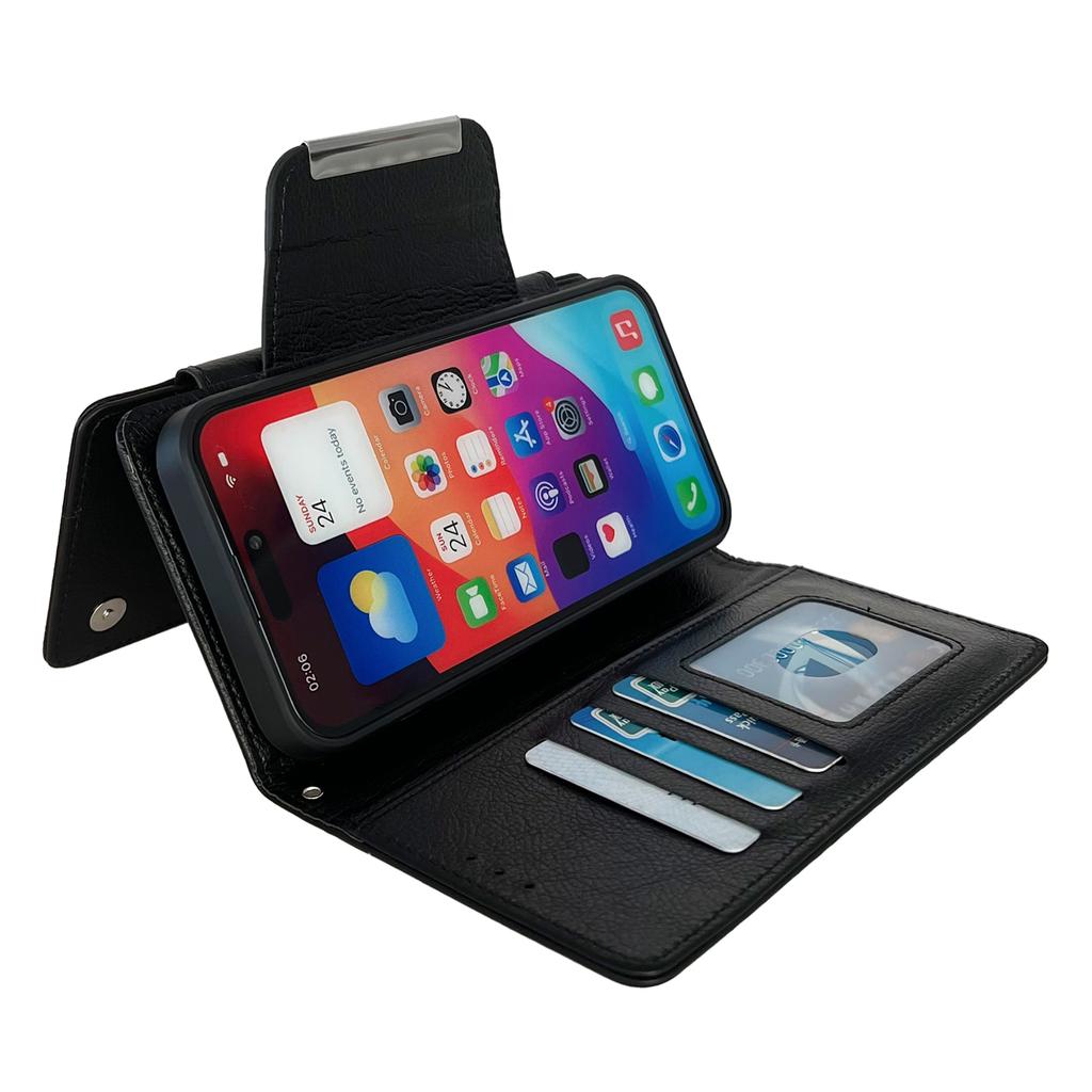For iPhone 16 Pro Case Detachable 2-in-1 Magnetic Closure PU Leather Wallet Phone Case