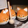 Shiba Inu Wooden Fish Knock Stress Relief Office Desk Decor Cute Gift Handmade Wooden Ornament