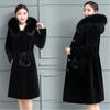 Imitation mink coat women's medium and long autumn and winter new large size thickened fur hooded coat women's mother outfit medium and old