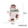 Blucome Cartoon Oil Dripping White Skating Snowman Brooch Girl Scarf Christmas Cute Accessory Pin