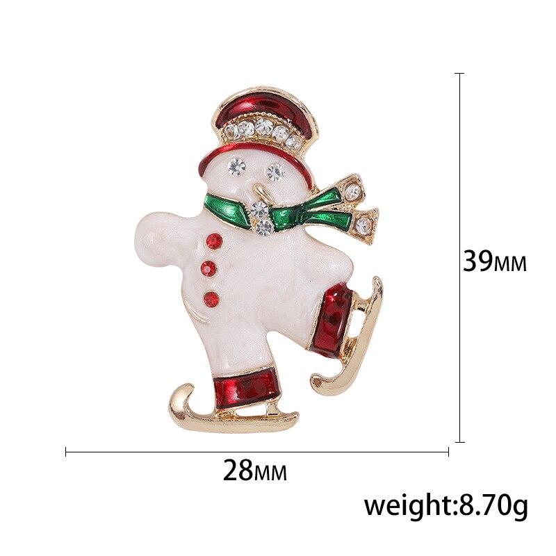 Blucome Cartoon Oil Dripping White Skating Snowman Brooch Girl Scarf Christmas Cute Accessory Pin