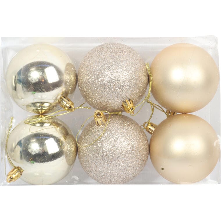Silver Plastic Baubles 7 cm - Set of 6