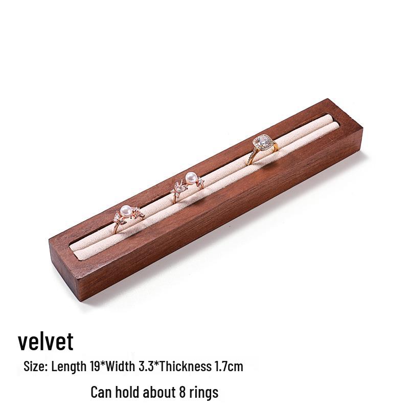 Walnut Wood Microfiber Jewelry Display Set for Necklace, Ring, Earrings, and Bracelet.