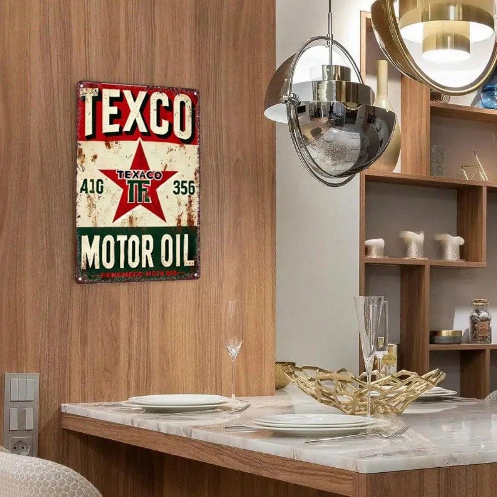 Vintage Texaco Red Star Oil Metal Poster Retro Bar Wall Decor Sign