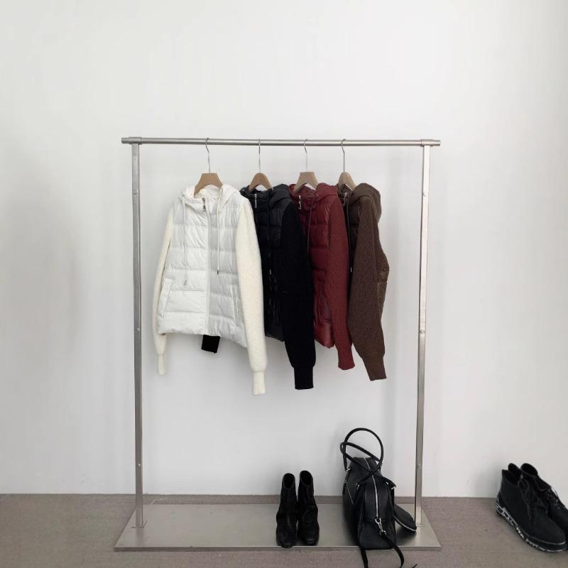 Hooded zipper splicing cotton clothes knitted cardigan spring new loose soft waxy high-end sweater jacket women