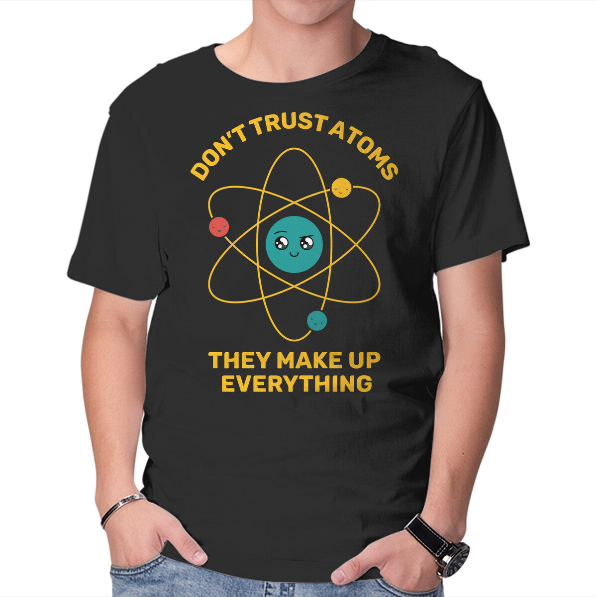 Unisex Crew Neck T-Shirt Don t Trust Atoms Graphic Short Sleeve Casual Tee XXL