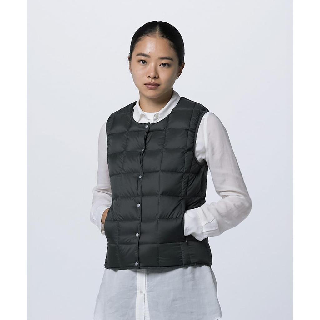 Inner Down Crew Neck Button Inner Down Vest [TAION Official] Women's (TAION-W004) (Dark Charcoal, L)