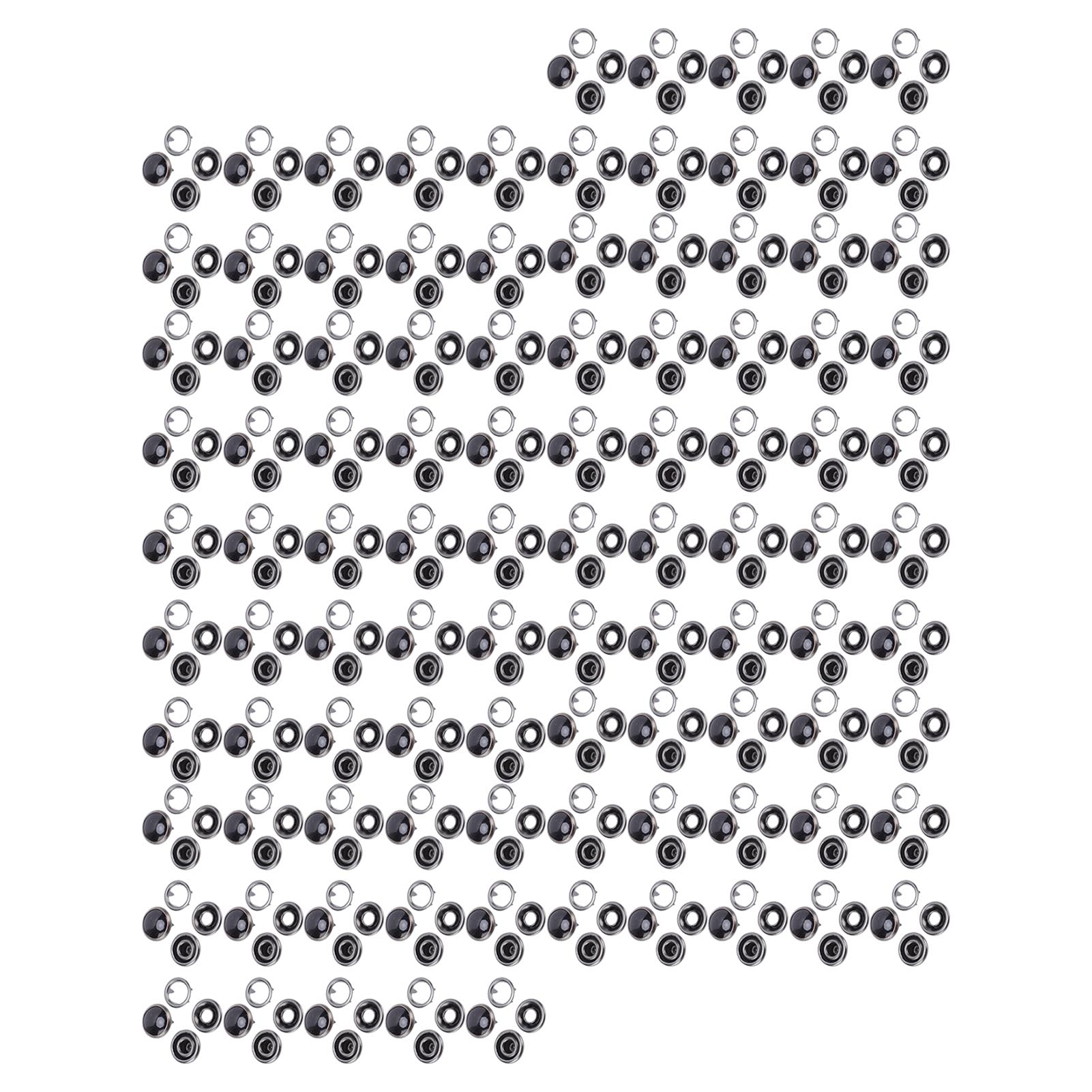 100 Set Hollow 5 Buckle Prong Snap Button Fastener Stainless Steel 11.5mm Snap Fasteners Kit Gunmetal Black Bead Face