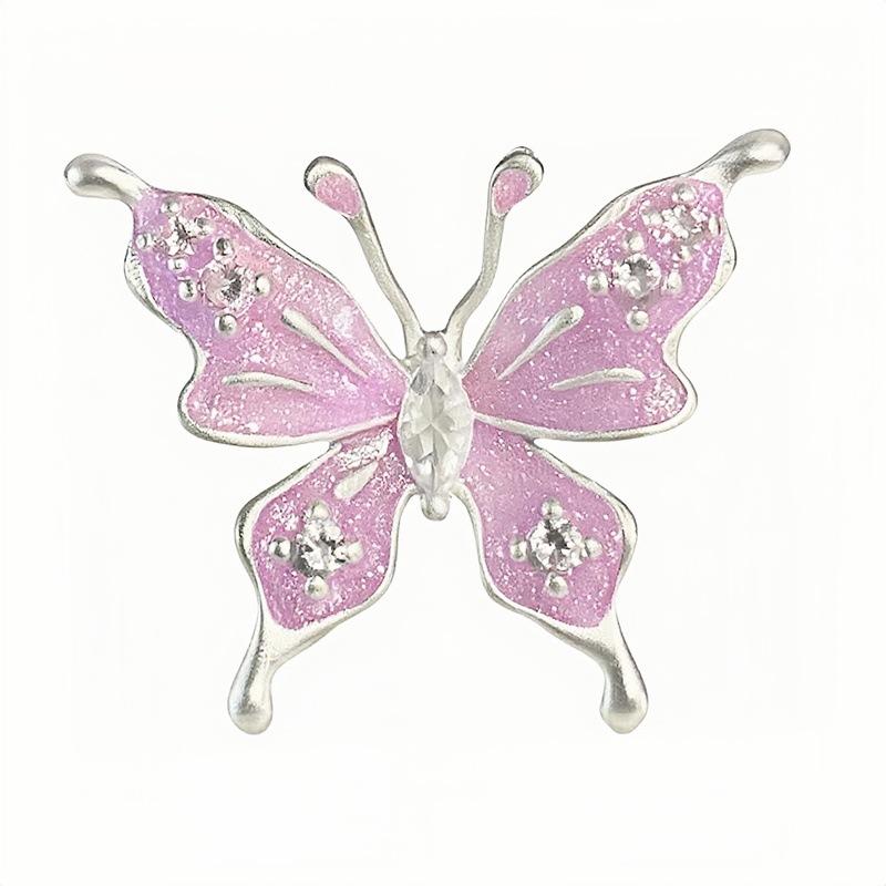 Butterfly Flower Enamel Super Flash Fashion Zir*****Pen Ring Women'S Exquisite Light Luxury Niche High-End Feeling Stacked Ring