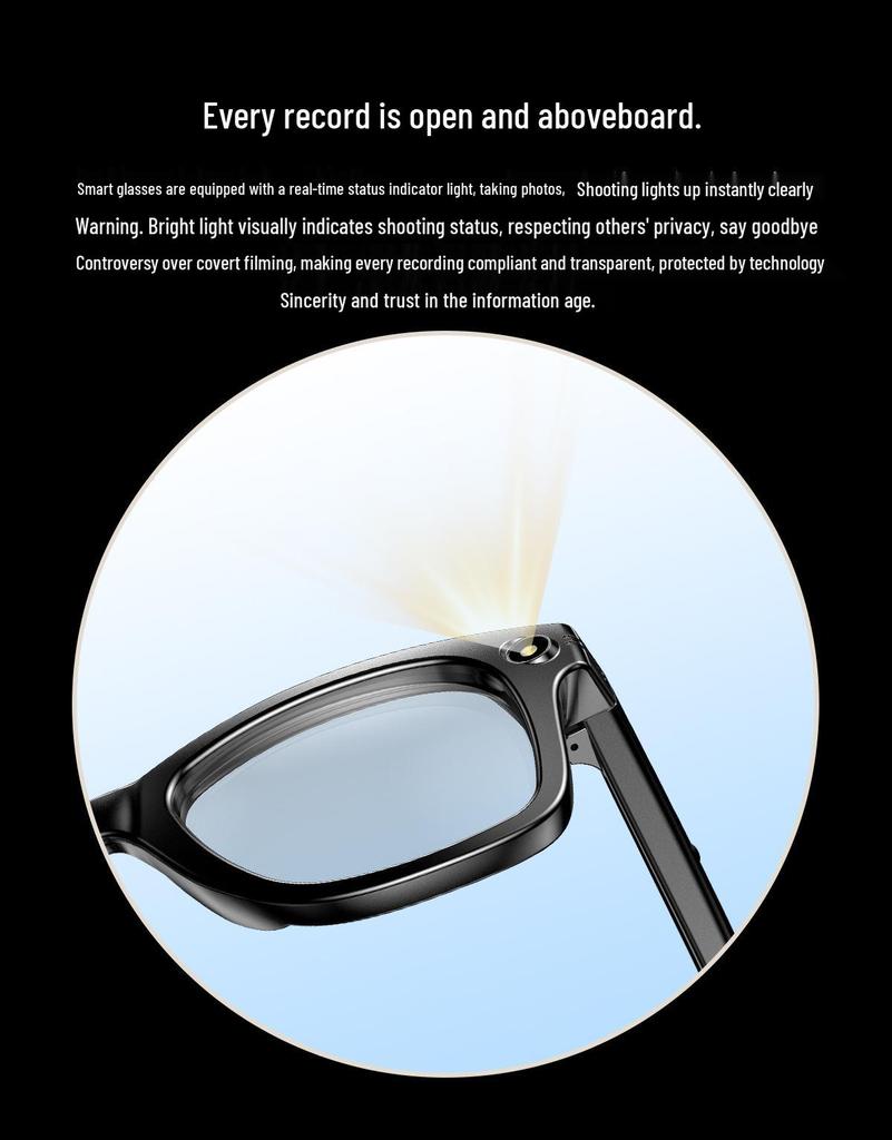 W600B Smart Glasses: Anti-Shake Photography, AI Translation, Object Recognition, Bluetooth Music.