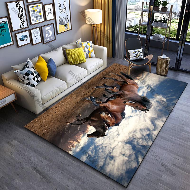 Horses running freely outdoors carpet Yoga living room room decor children's crawling mat doormat area rug games mat