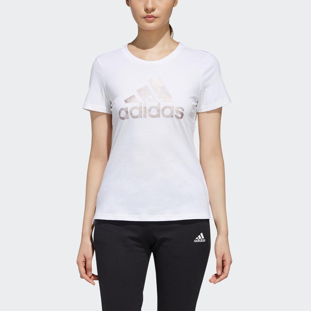 Adidas Gfx Koszulka Bos Casual z Okrągłym Dekoltem i Nadrukiem Literowym z Krótkim Rękawem Damska Biała EH3875