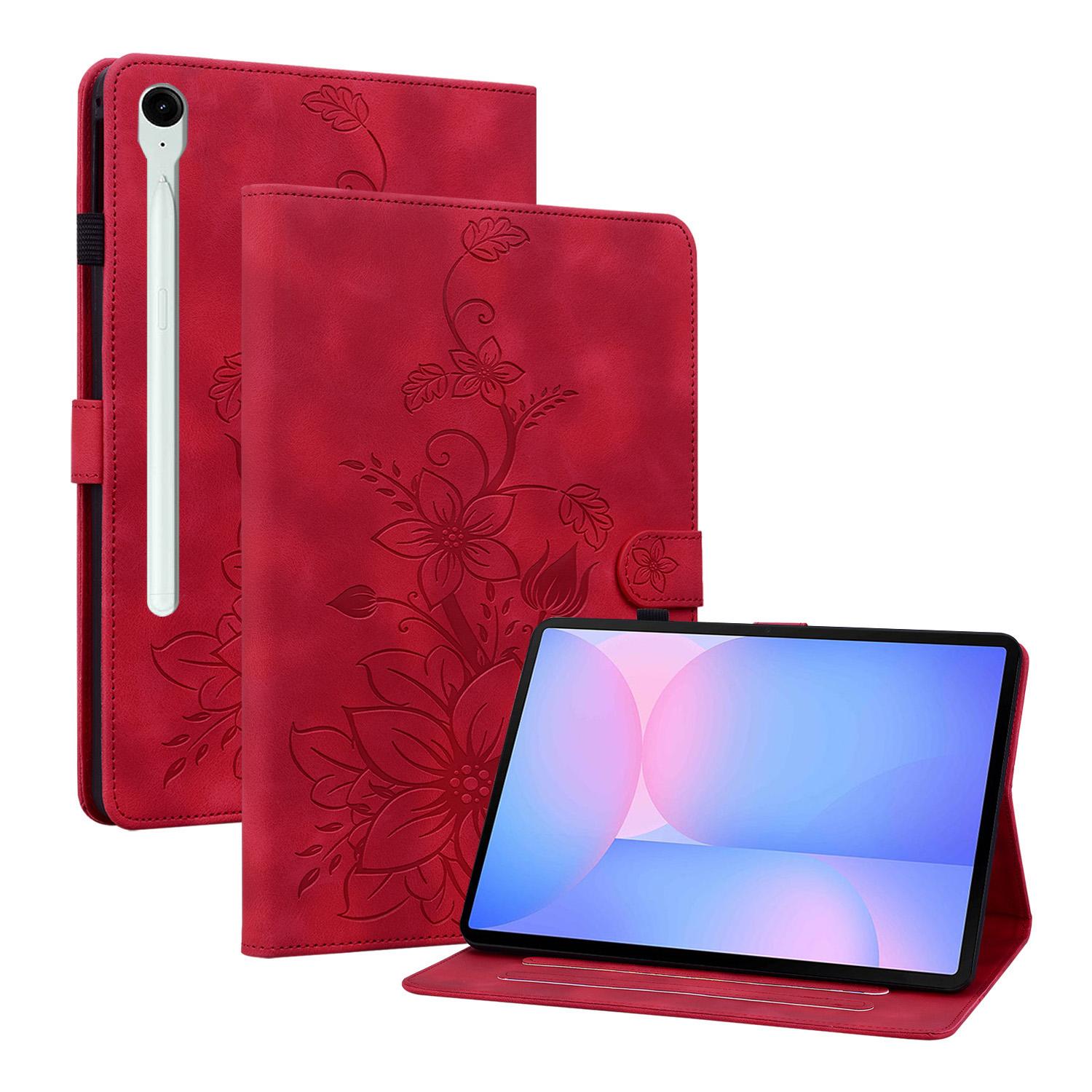 

Adjustable Stand Emboss PU Leather Case for Samsung Galaxy Tab S10 FE Plus 2025 13.1 SM-X620 X626 With Card Slots Luxury Cover S10FE Plus X620 X626 красный