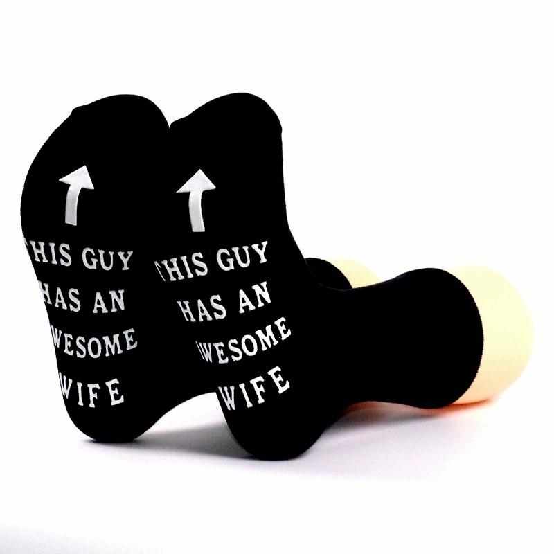 1 Pair Men Mid Length Tube Socks Fashionable Letter Design Interesting Small Leg Anti Slip Socks Suitable as Valentine Day Gift