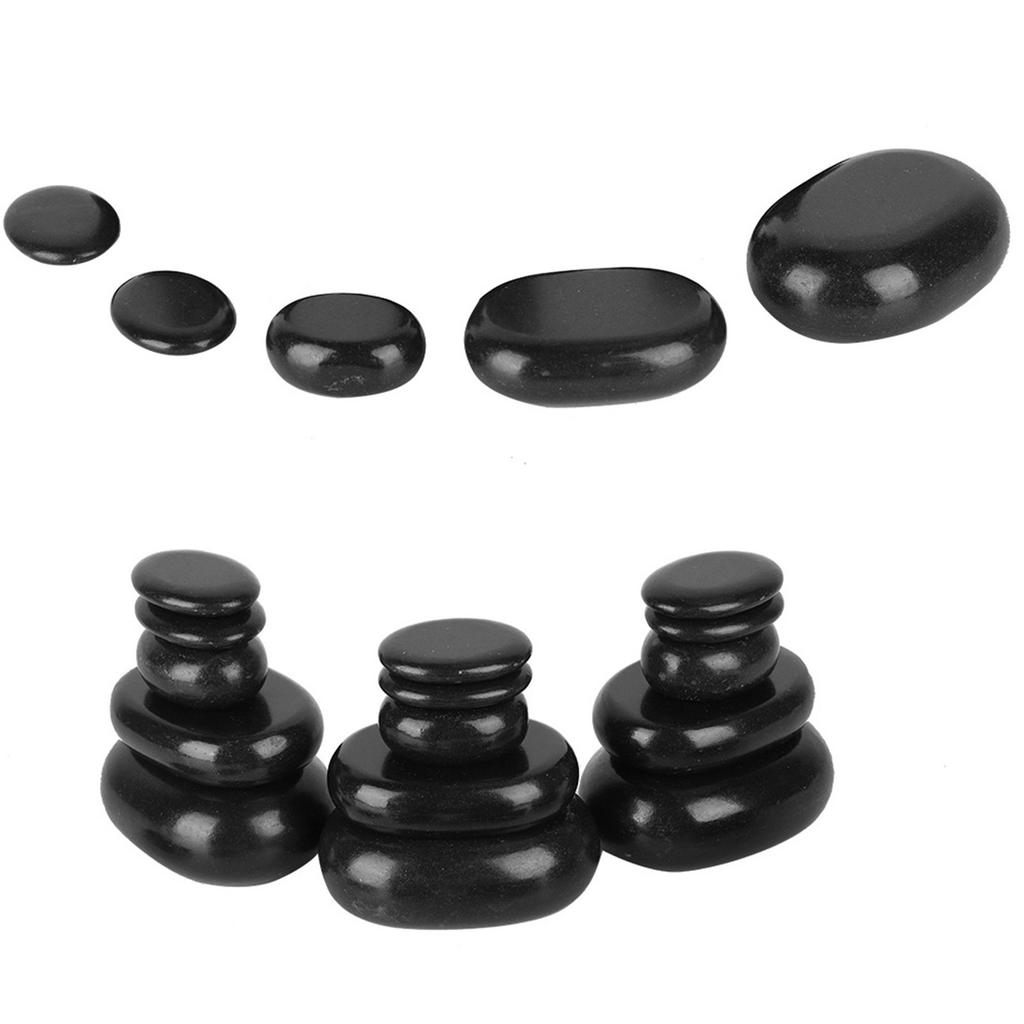 20Pcs/Set Hot Spa Black Basalt Oval Shape Stone Essential Oil Pedicure Massage