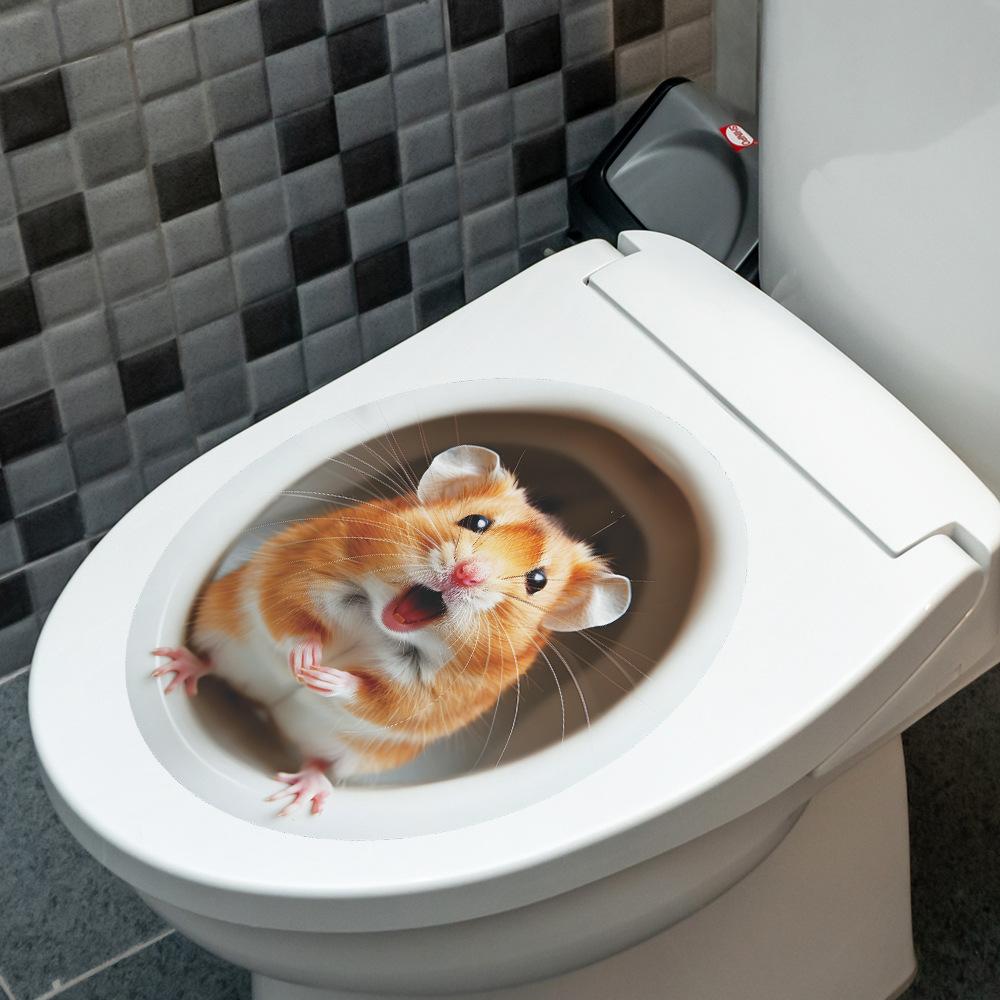 Verspieltes Cartoon-Eichhörnchen Toiletten- und Wandaufkleber-Set Wasserdicht Selbstklebend Abnehmbare Aufkleber für Badezimmer WC Dekoration