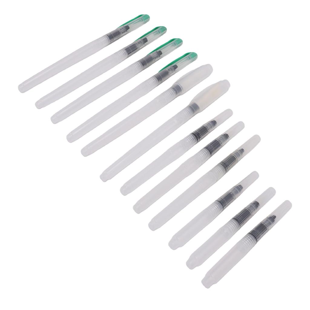 12 Pcs Water Brush Pen Set Large Capacity Refillable Watercolor Brush Pen for Painting Mixed White