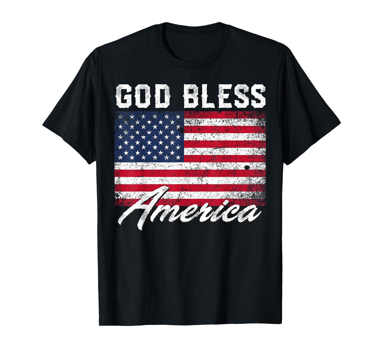 God Bless America USA Flag 4th of July Patriotic T-Shirt Small S