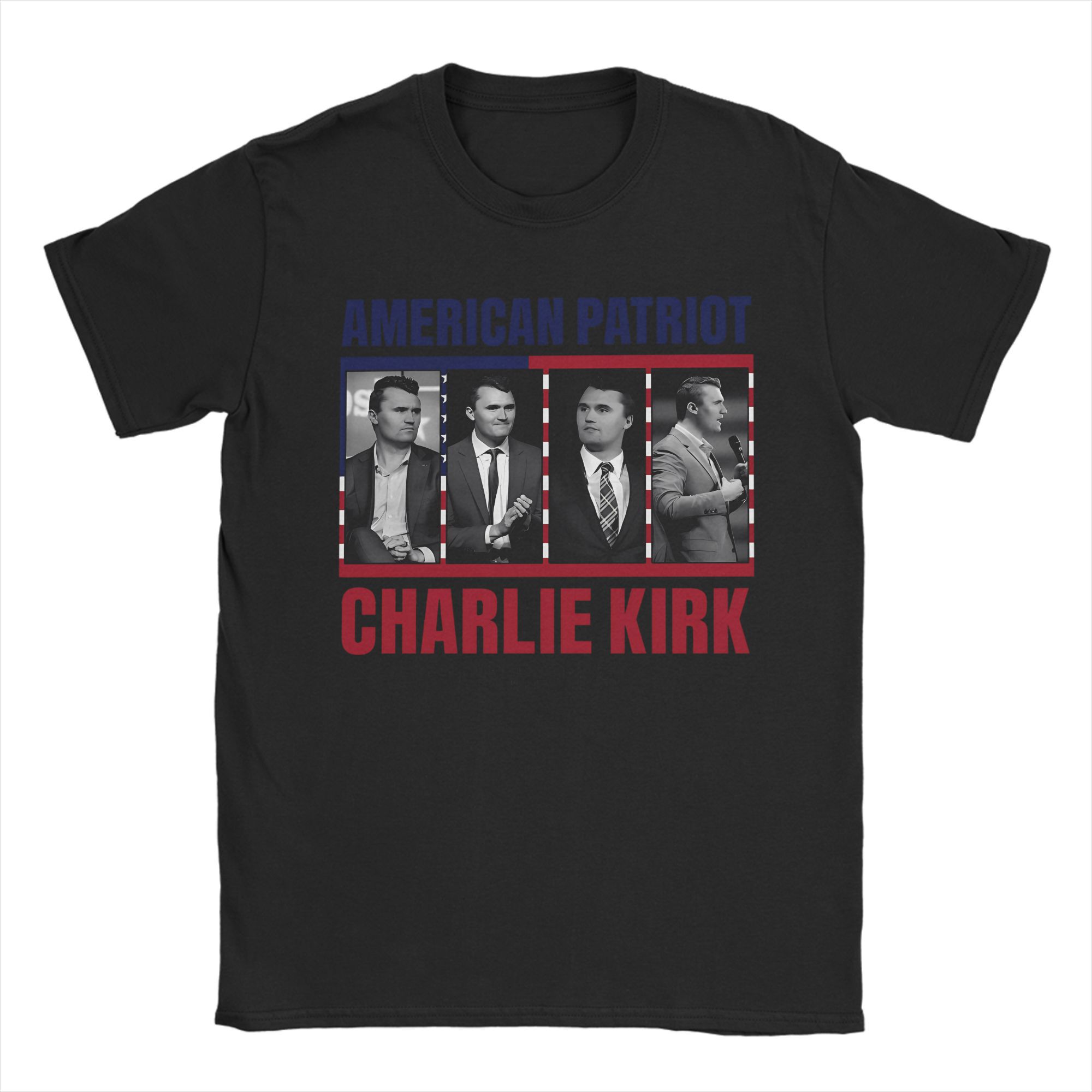 Men s T-Shirt Charlie Kirk American Patriot Creative 100% Cotton Tee Shirt Short Sleeve T Shirt Round Collar Clothes Present S
