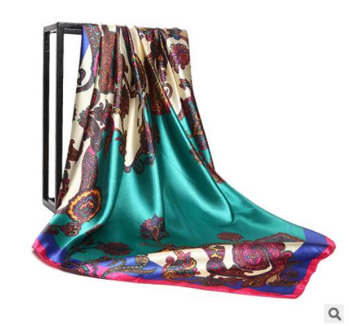 Popular Silk Scarves Fashion New Bohemian Cashew Slicing Ladies Simulation Silk Scarf 90X90Cm Square Scarf Muslim Headscarf