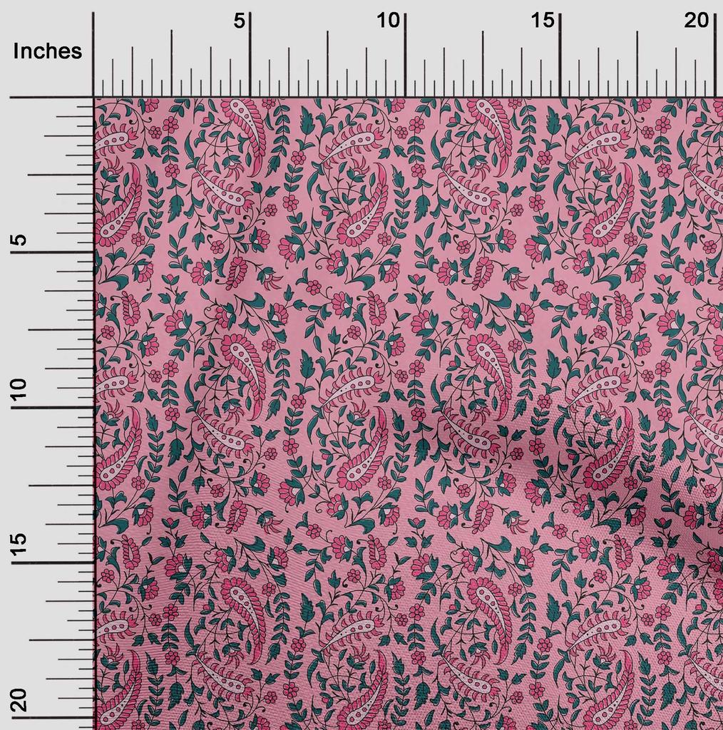 oneOone Cotton Flex Fabric Leaves|Floral & Paisley Block Print Fabric By The Yard 40 Inch