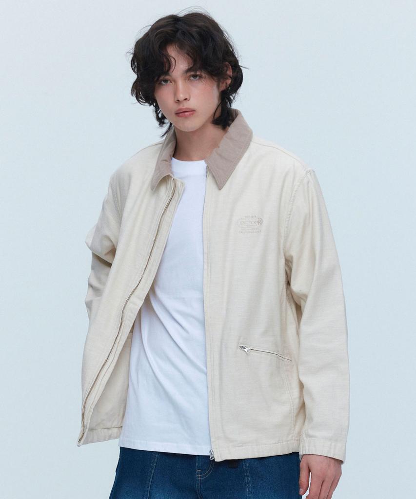 Outdoor Products Corduroy Collar Zip-Up Jacket (Ivory)