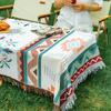 Bohemian Style Cotton Linen Tablecloth Picnic Blanket Outdoor Camping Mat Waterproof Ground Cover