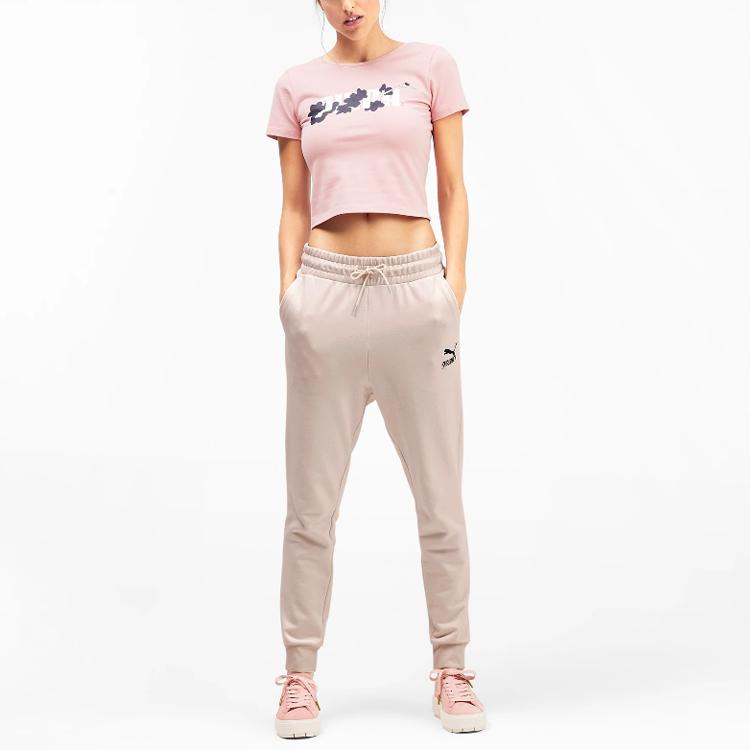 Puma Logo Print Lässige Sporthose mit Bündchen Damen Hose Rosa 595701-23