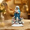 Spiritual Gift for Baptism Virgin And Angel Ornament, 2D Acrylic Religious Ornament with Catholic Statue Base, Table Centerpiece, Christian