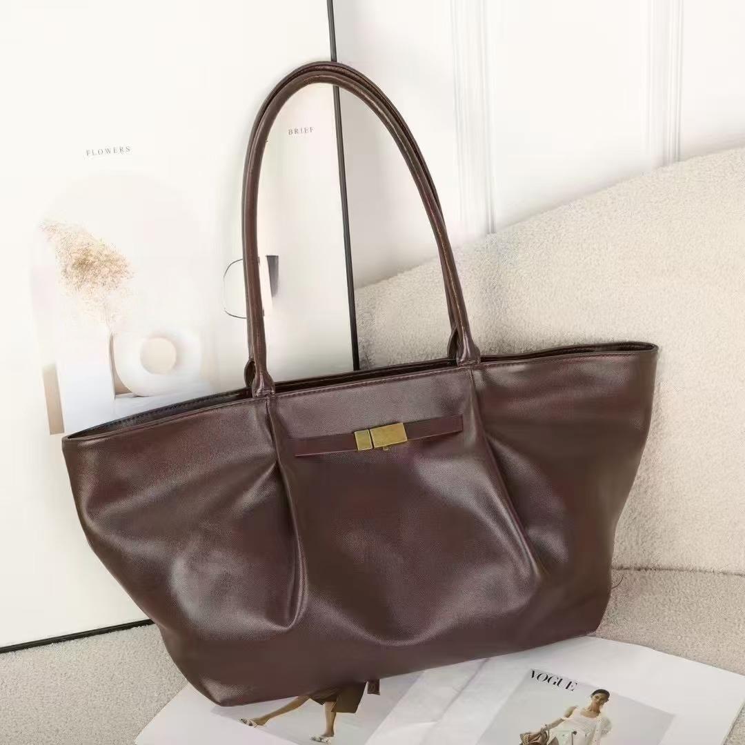 

New genuine leather women s bag, a niche Korean-style all-rounder top layer vegetable-tanned cowhide hand-held underarm large-capacity tote bag 35x14x25cm бордовий