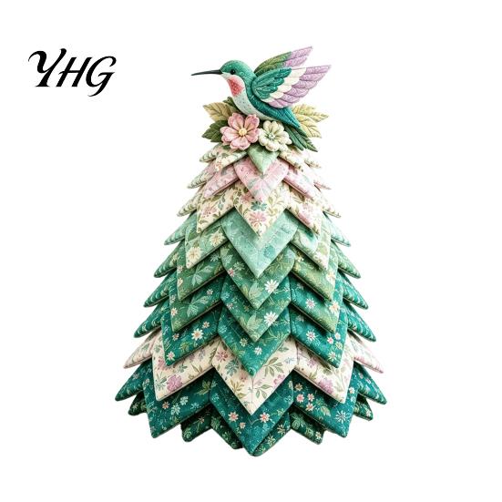 Home Decor Sewing Crafts Bird Christmas Tree Patchwork Kit, DIY Quilted Fabric Craft Unique Gift for Crafters Floral Handmade Centerpiece Holiday