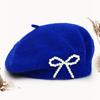 1pc Solid Color Women's New Bow Wool Beret, Suitable for Daily Use, Available in Multiple Colors