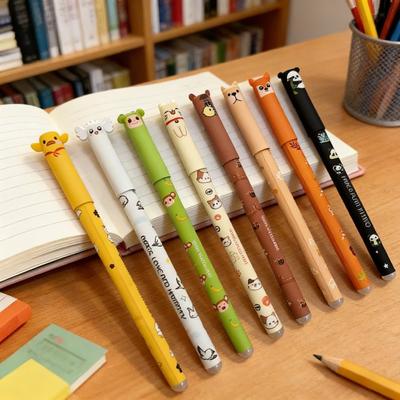 8pcs of Erasable Cartoon Gel Pens, 8 Colors of Colored Pen Refills, 0.7mm Colored Pen Refills, for Note-taking, Marking Gel Pens