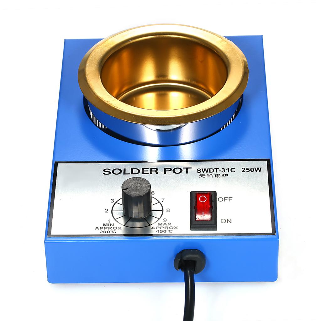 300W 100mm 1200g Soldering Pot Stainless Steel Solder Pot Compact Temperature Solder Bath for Welding and Soldering
