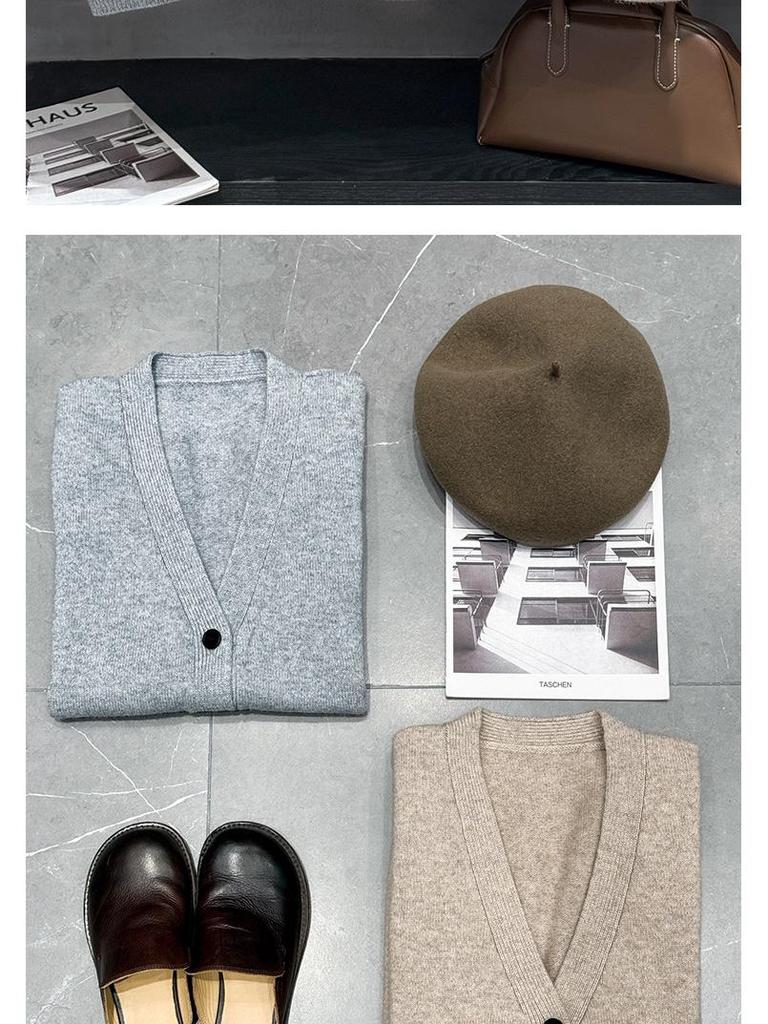 PLUS Suye Women's Chic V-Neck Cashmere Knit Vest, Sleeveless, Loose Fit, Plus Size