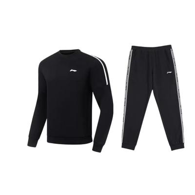 Li Ning Loose Logo Round Neck Long Sleeve Pullover Sweatshirt Comfortable Breathable Long Pants Casual Sports Suit AWDU915-1+YKLU333-1