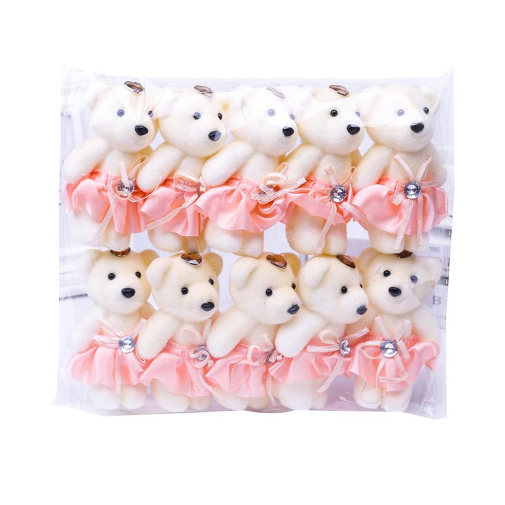 10Pcs 12cm Bear Flower Bouquet Toy Cartoon Doll Teddy Bear Bouquet Graduation Birthday Wedding Gifts Party Home Decoration