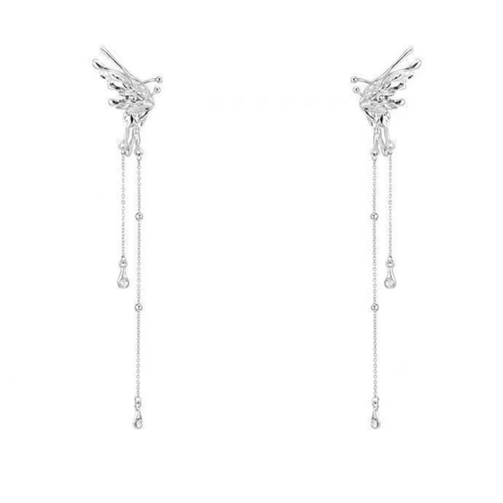 Fashion Jewelry Fairy Butterfly Earrings Tassel Design Hanging Earrings New Tassel Ear Clips  Gift