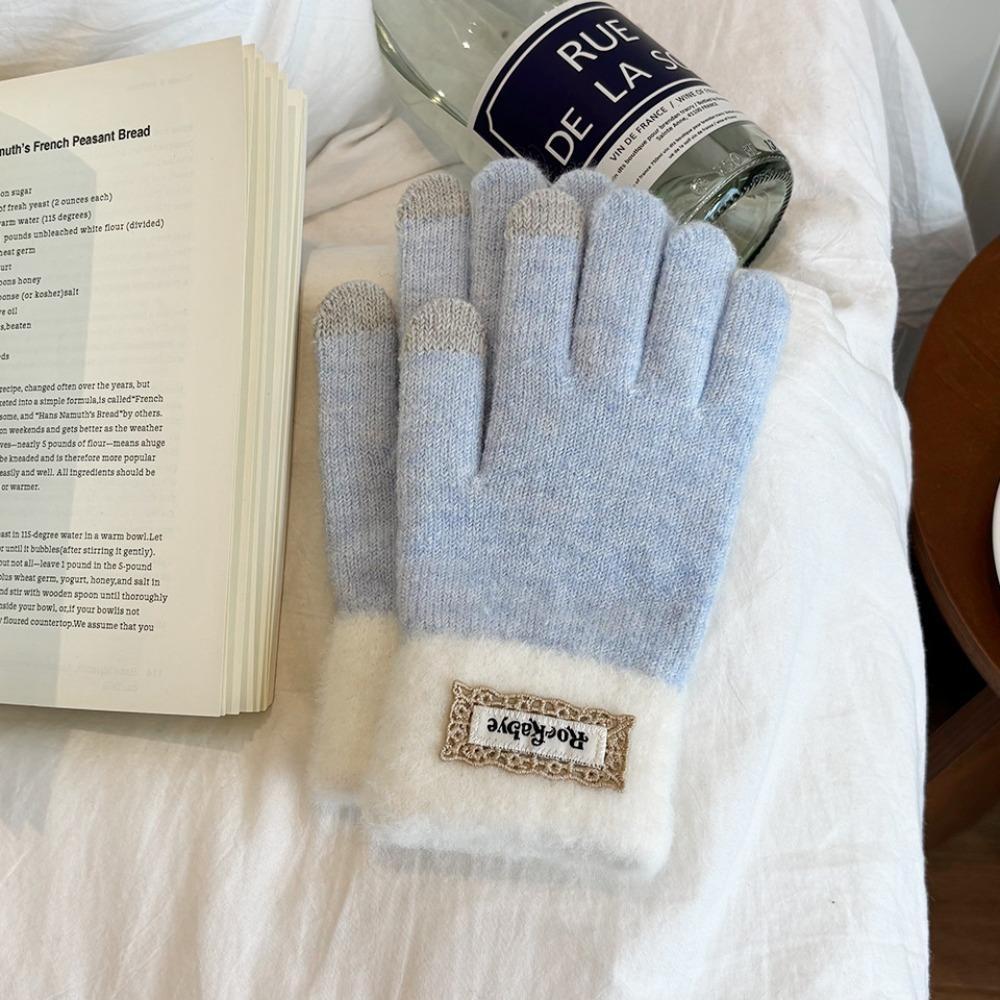 Thickened Plush Woolen Gloves Touchscreen Function Knitted Gloves New Fleece Mittens  Autumn Winter