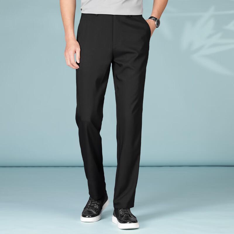 ROMON Men's Straight-Leg Linen Blend Business Casual Pants LMFS2036