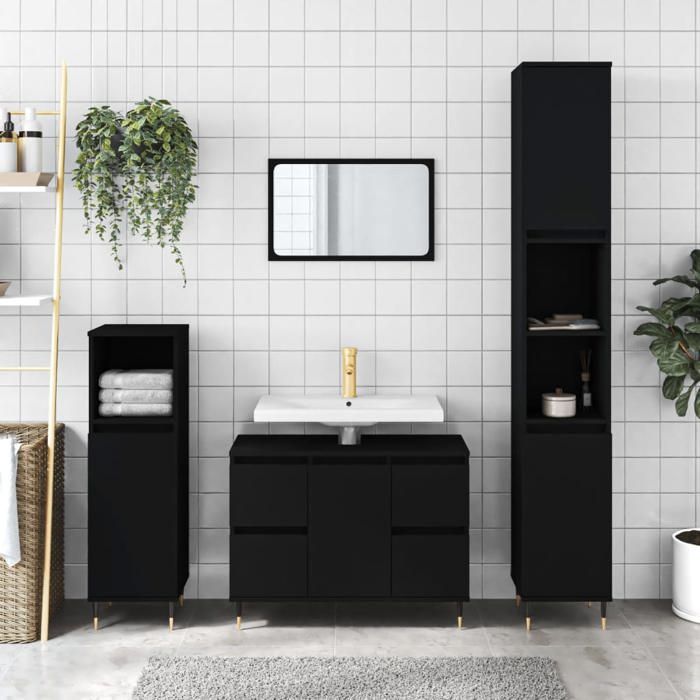 VidaXL Bathroom Cabinet Black 80x33x60 Cm Engineered Wood 831645