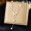 Charming Nature Forest Drip Oil Colorful Butterfly Pearl Long Tassel Necklace Womens Jewelry