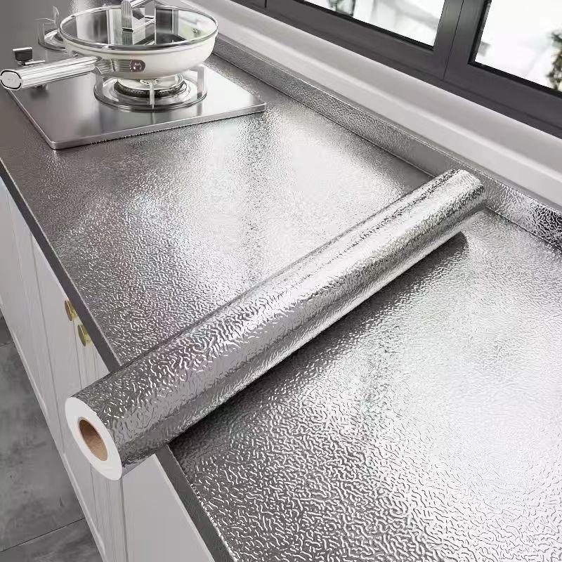 Waterproof Oil-Proof Moisture-Resistant Self-Adhesive Aluminum Foil Drawer Liner and Countertop Sticker.