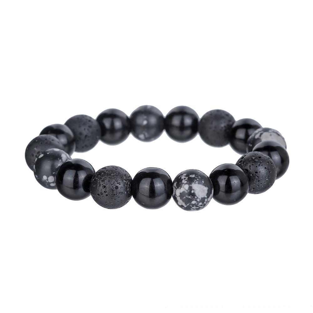 Volcano Stone Snowflake Stone Bead Bracelet Male Retro 12/10/8 Mm Elastic Bead Couple Bracelet
