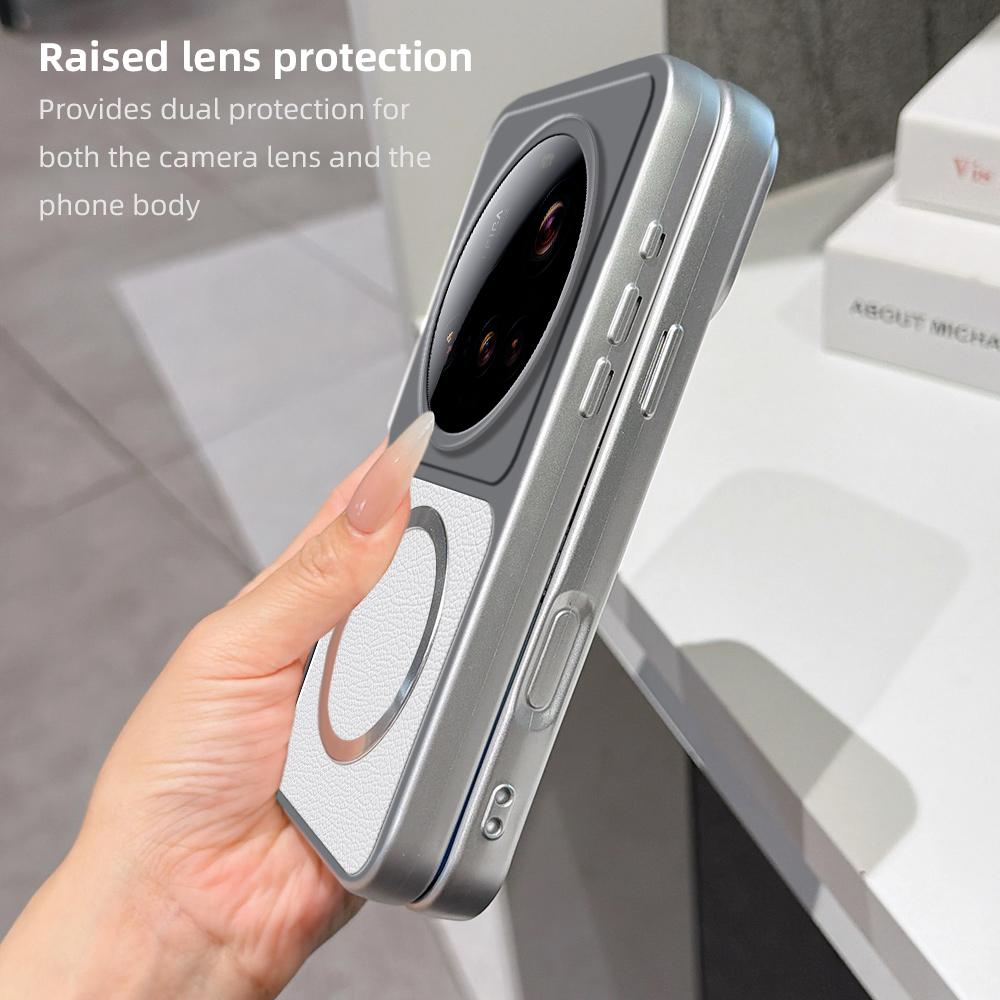 For XiaoMi 15 14 Ultra Case New Lychee Pattern CD Magnetic Ring Ultra-Thin Cover For XiaoMi 15 Ultra Shockproof Bumper Funda